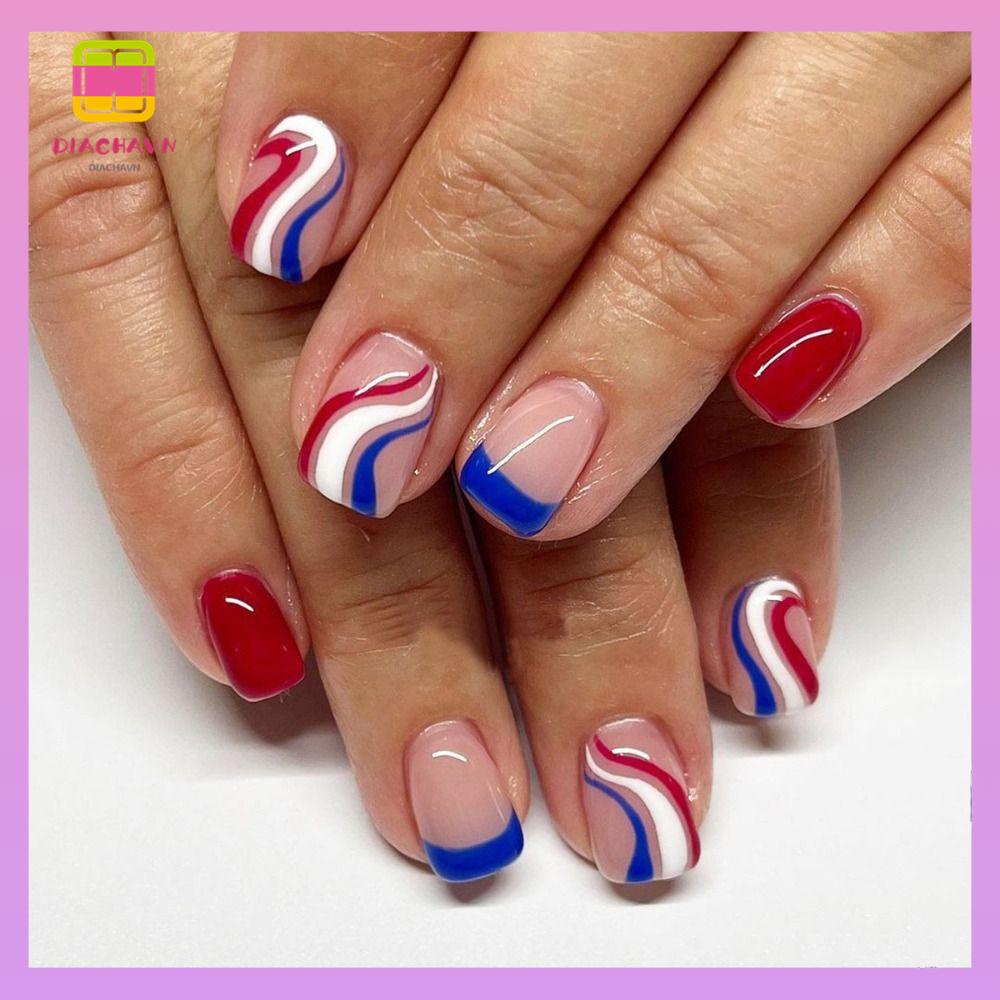 DIACHAVN Móng Tay Giả Dạng Ấn Độc Đáo Trang Trí Ngày Độc Lập