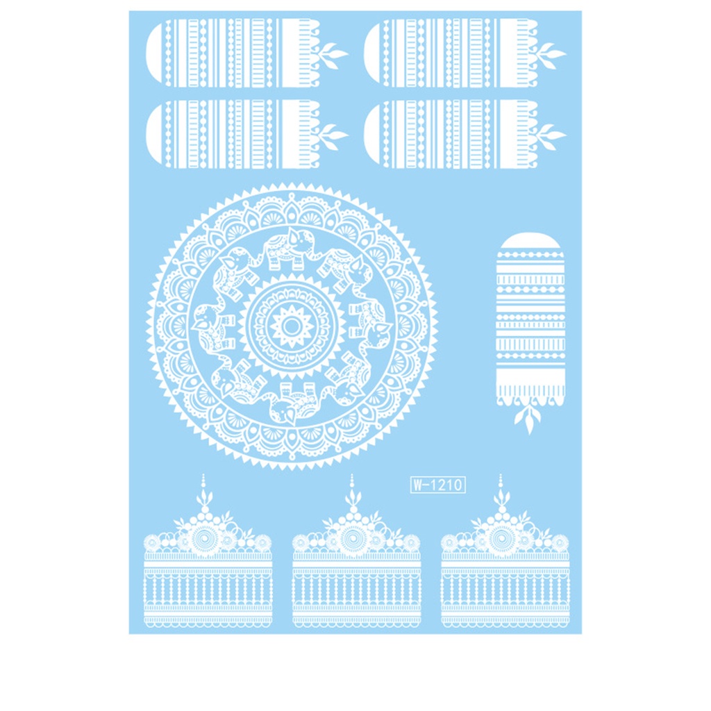 Hình Xăm Dán Tạm Thời Họa Tiết Ren 3D Màu Trắng Chống Thấm Nước Trang Trí Cơ Thể Cho Nữ