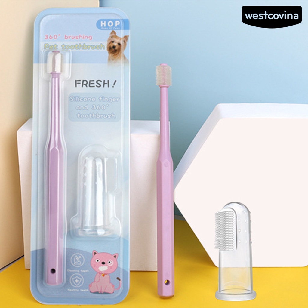 [COD]♞1 Bộ Bàn Chải Đánh Răng Lông Mềm Linh Hoạt Bằng Nhựa Đeo Ngón Tay Cho Cún Cưng