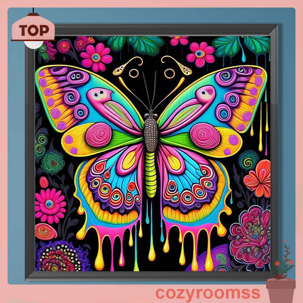 Bộ Tranh Đính Đá 5D Tự Làm Toàn Diện Hình Bướm Trang Trí Nhà Cửa