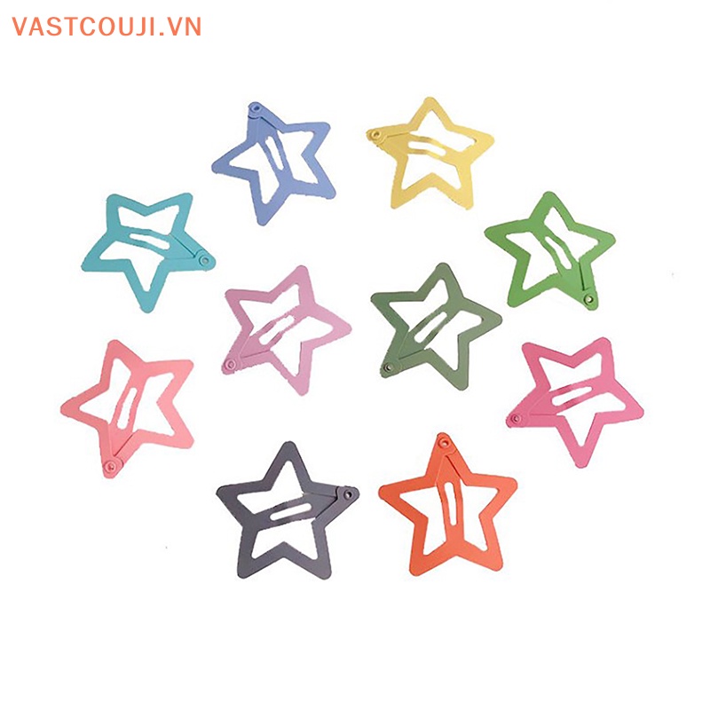 Set 10 Kẹp Tóc Kim Loại Hình Ngôi Sao Nhiều Màu Sắc Dễ Thương Cho Nữ