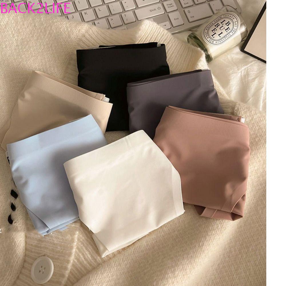 BACK2LIFE Quần Lót Lụa Mềm Mại Chống Vi Khuẩn Màu Trơn In Chữ Tiếng Anh Thời Trang Cho Nữ