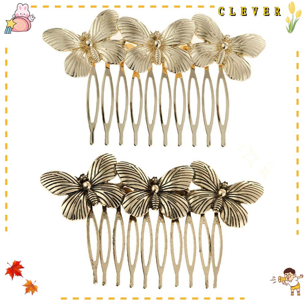 Bộ 2 Lược Cài Tóc Hình Bướm Bằng Hợp Kim Lãng Mạn Cho Cô Dâu