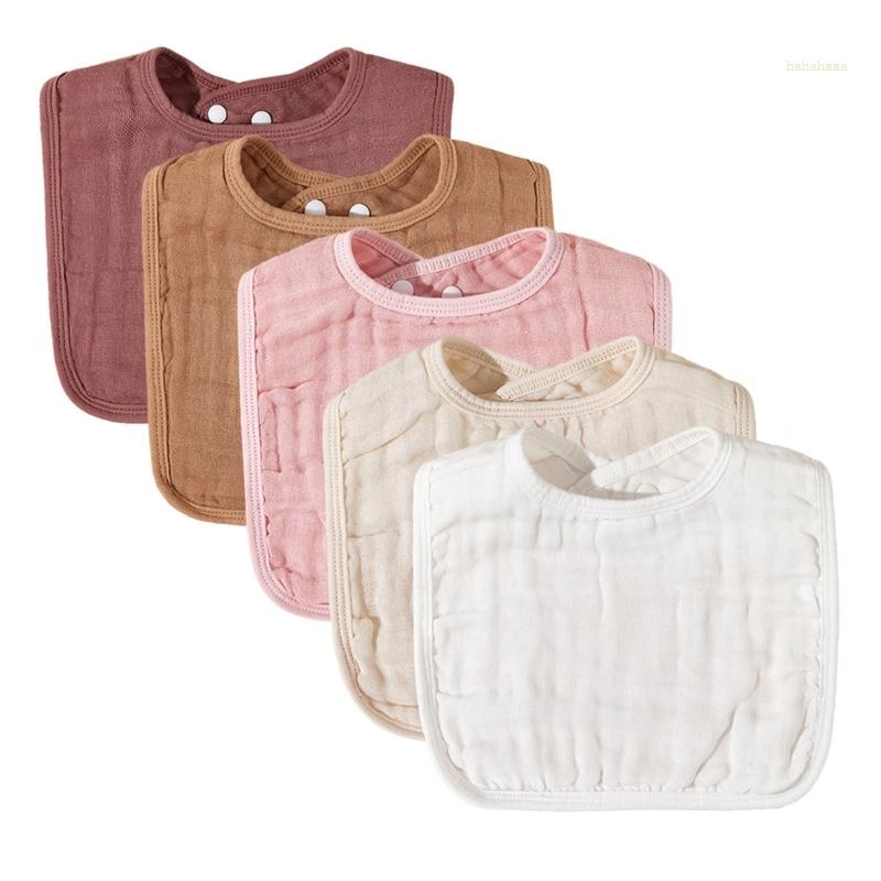 Haha Set 5 Yếm Ăn Cotton Đa Năng Cho Bé Sơ Sinh