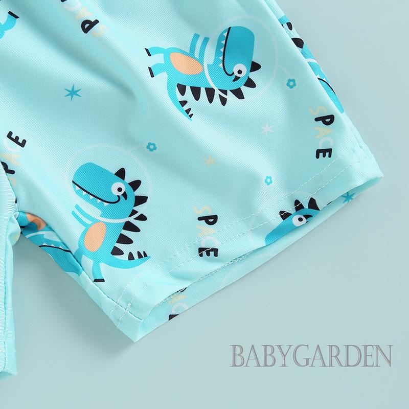 Bộ Đồ Bơi Áo Thun Tay Ngắn In Hình Khủng Long + Quần Ngắn Dành Cho Bé Trai 2-7 Tuổi
