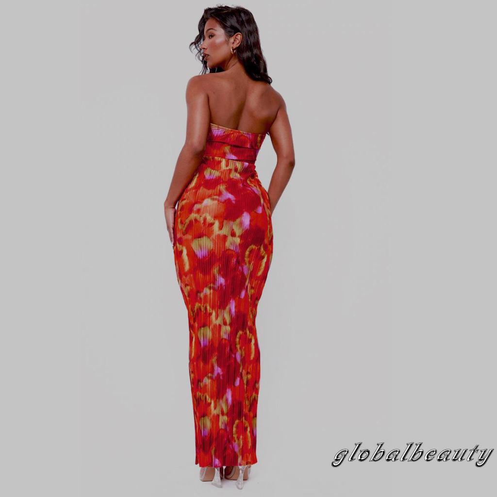 Đầm Dài Không Tay Hở Lưng Họa Tiết Hoa Thời Trang Mùa Hè Cho Nữ