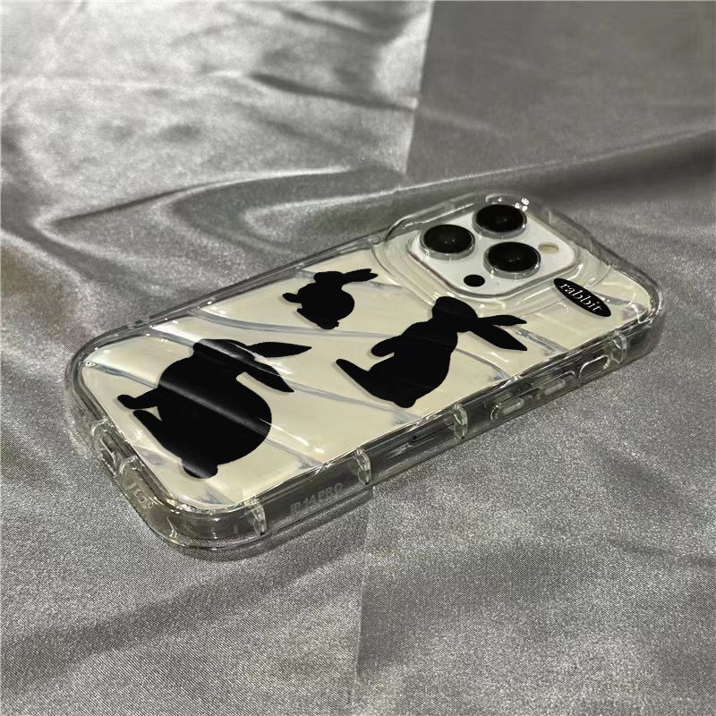 Ốp Điện Thoại Dẻo Trong Suốt Họa Tiết Chú Thỏ Đen Dễ Thương Cho iPhone14promax xr 460B 8 1312 / 11plus 7sins / / 14