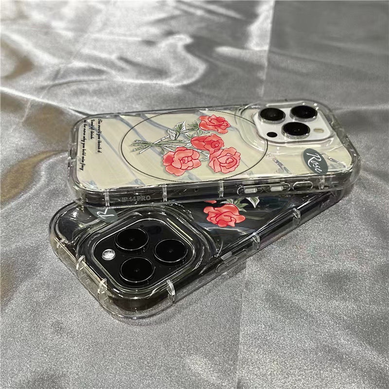 Ốp Điện Thoại Mềm Trong Suốt In Hình Hoa Hồng Cho Iphone 14Promax 1312 / 11 7 / 8plus xr / sins N9IQ