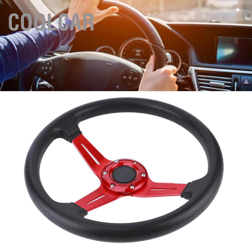 Vô Lăng Ô Tô Đa Năng 14in Da PU Hợp Kim Nhôm W/Nút Sừng Sửa Đổi - CoolCar