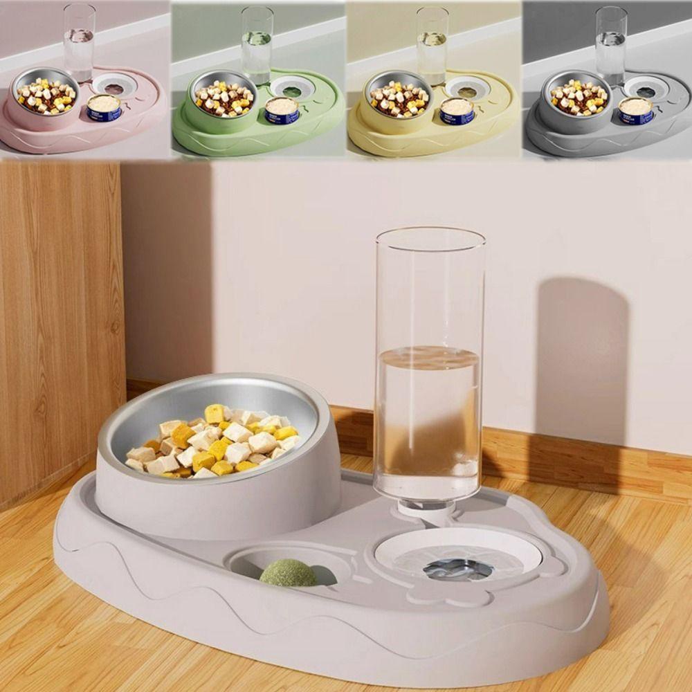 Bát Đựng Thức Ăn Tự Động Xoay 15 Độ Bằng Nhựa Và Thép Không Gỉ Cho Thú Cưng