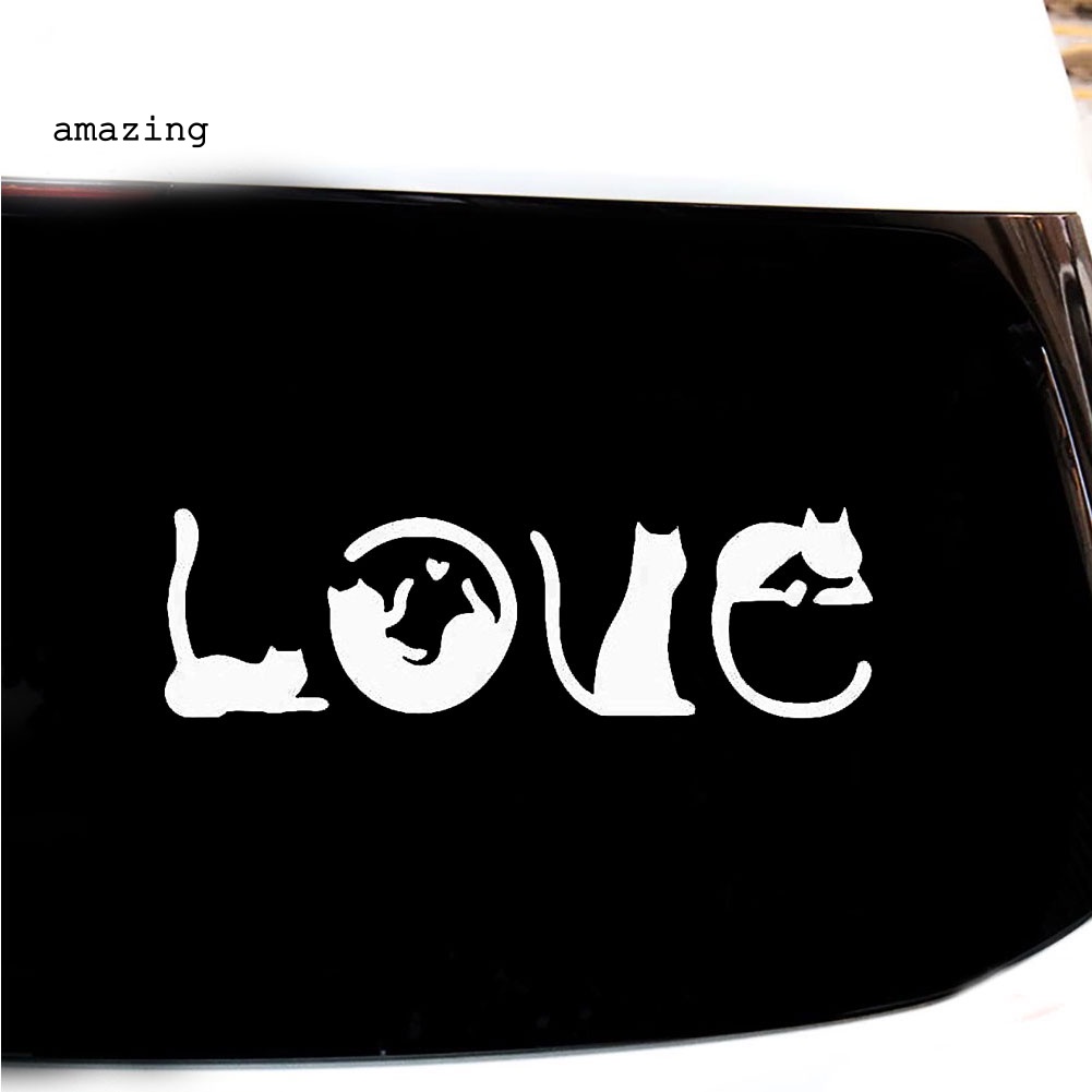Đề Can Dán Trang Trí Xe Hơi Hình Mèo Và Chữ Love Sáng Tạo