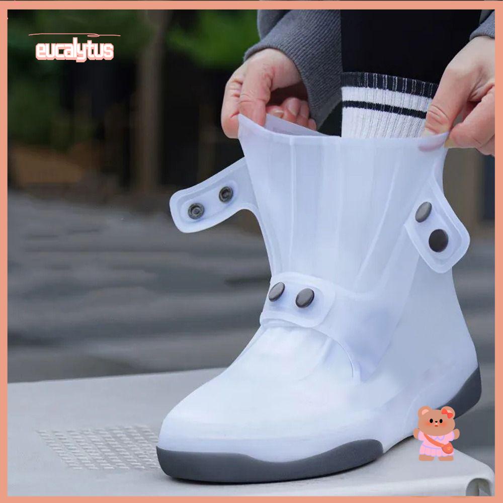 EUTUS Vỏ Bọc Giày Đi Mưa Hai Tông Màu Dày Dặn Chống Trượt Có Nút Cài Mới