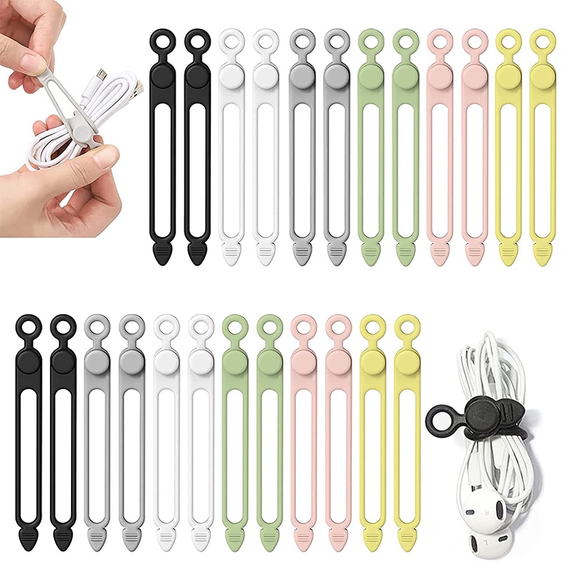 Dây Silicone Kẹp Dây Cáp Sạc USB Đa Năng Có Thể Tái Sử Dụng