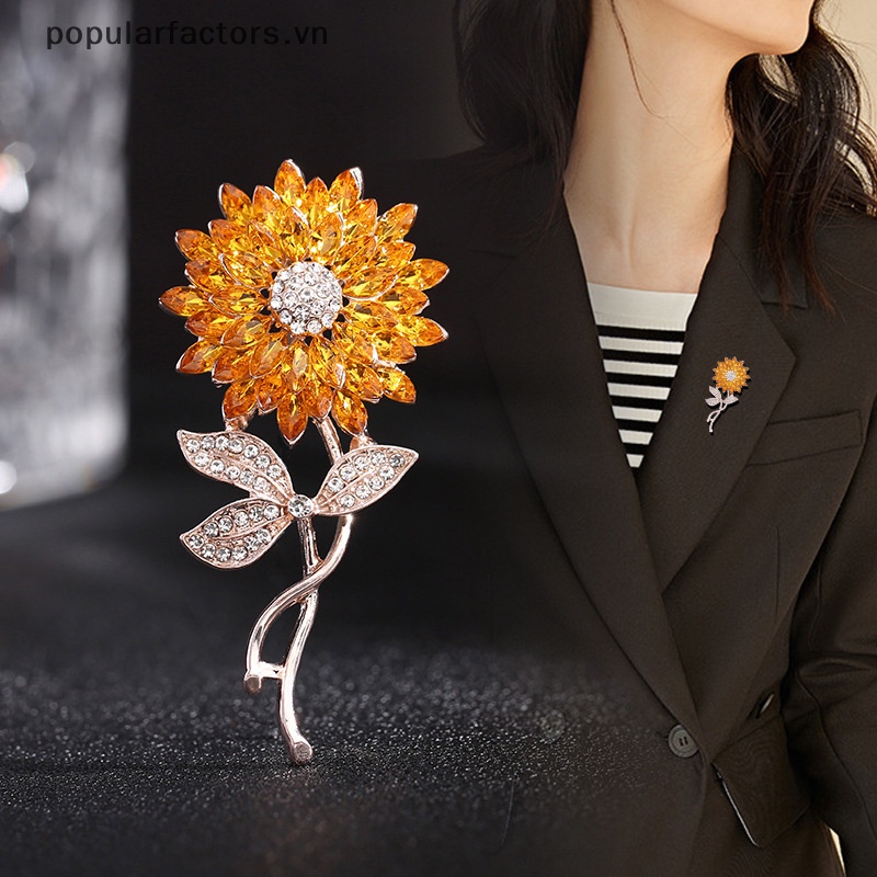 Ghim Cài Áo Hình Hoa Hướng Dương Đính Đá Thời Trang Cho Nữ