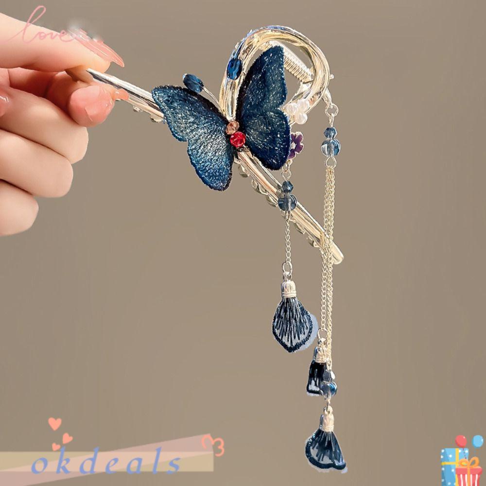 OKDEALS Kẹp Tóc Kim Loại Đính Pha Lê Phong Cách Hàn Quốc