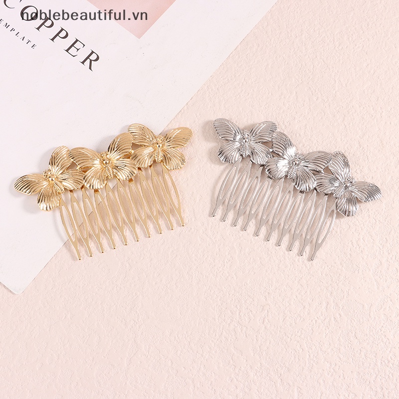 Lược Cài Tóc Kim Loại Hình Bướm Phong Cách Vintage Thanh Lịch Cho Nữ
