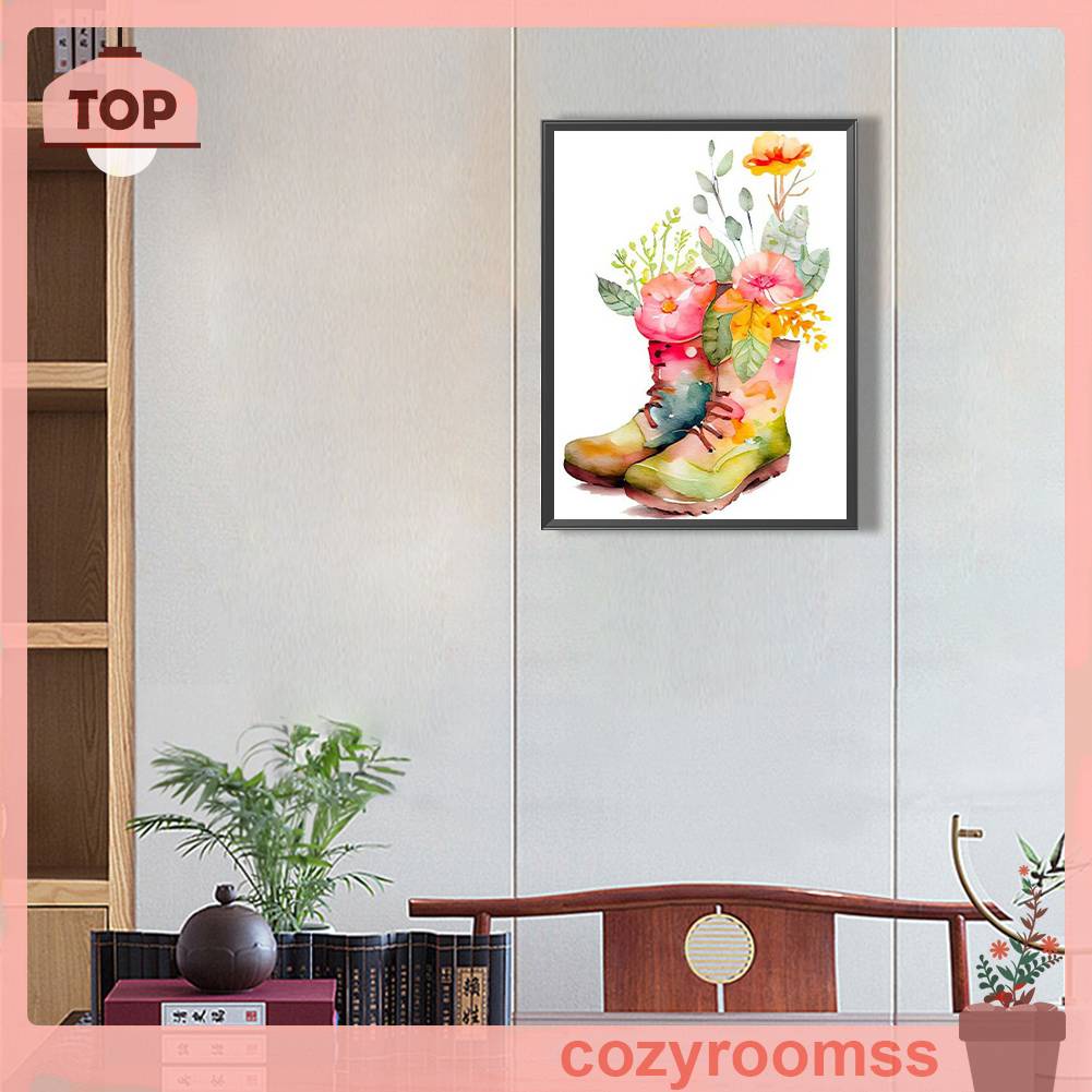 Bộ Tranh Đính Đá 5D Họa Tiết Hoa Xinh Xắn Độc Đáo DIY Dùng Trang Trí Nhà Cửa