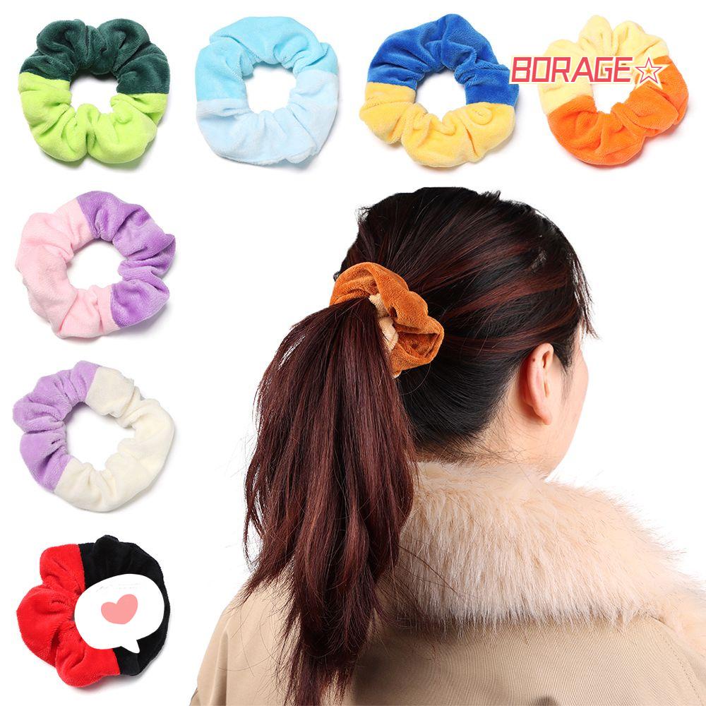 BORAG Dây Buộc Tóc Vải Nhung Mềm Màu Kẹo Ngọt Dành Cho Nữ