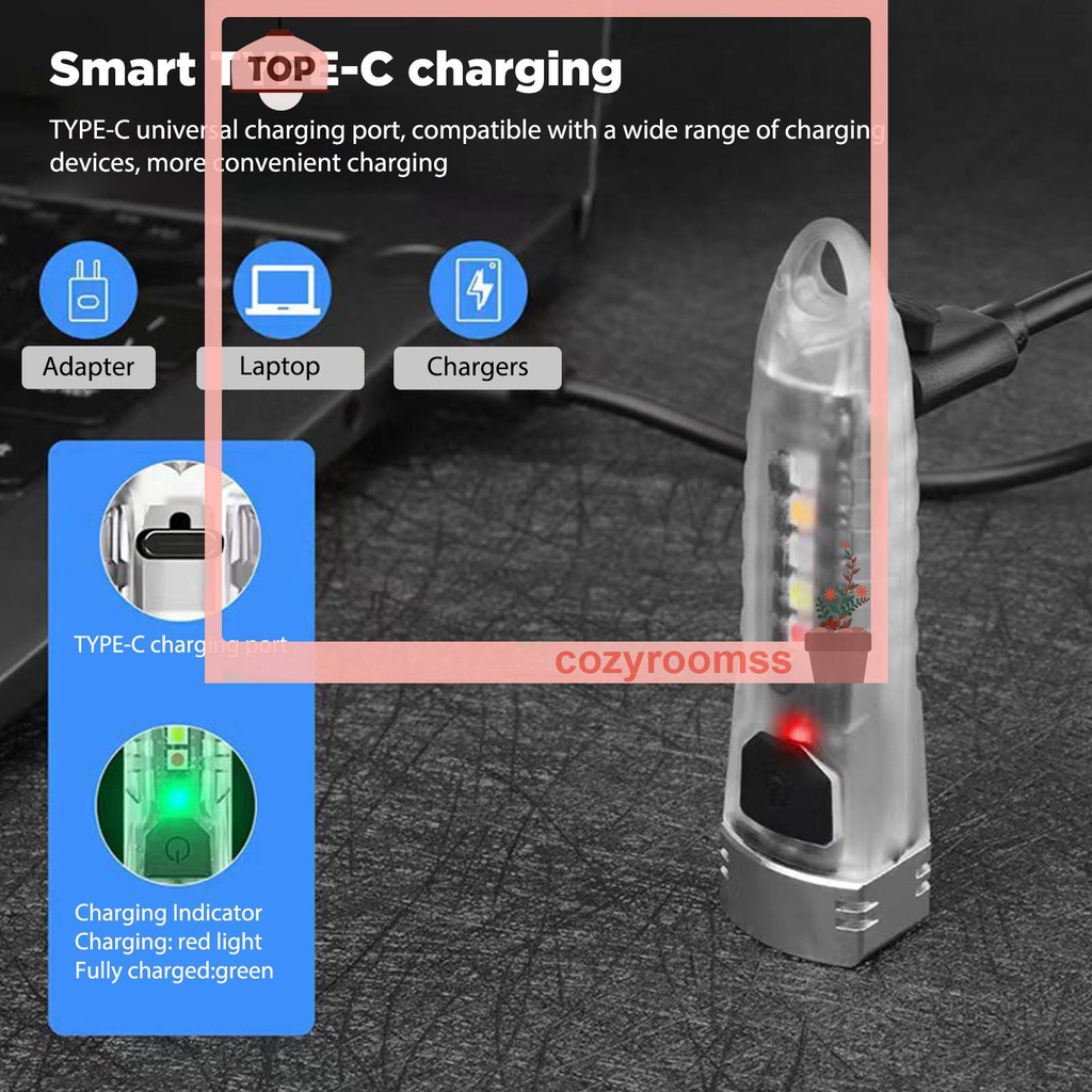 Móc Khóa Đèn Pin Mini USB Loại C Phát Hiện Tia UV