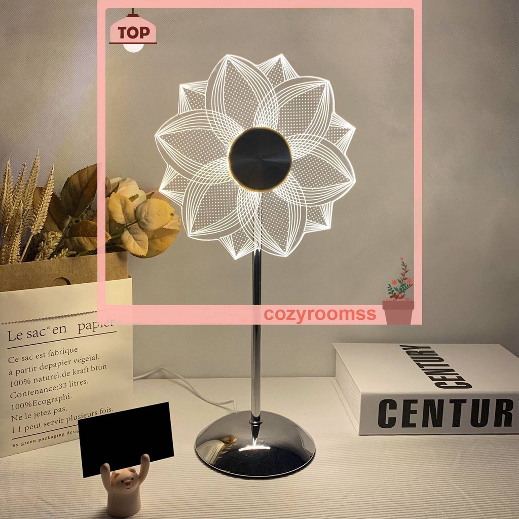 Đèn Để Bàn Hình Hoa Hướng Dương Bằng Acrylic 3 Màu 6W Có Thể Điều Chỉnh Độ Sáng