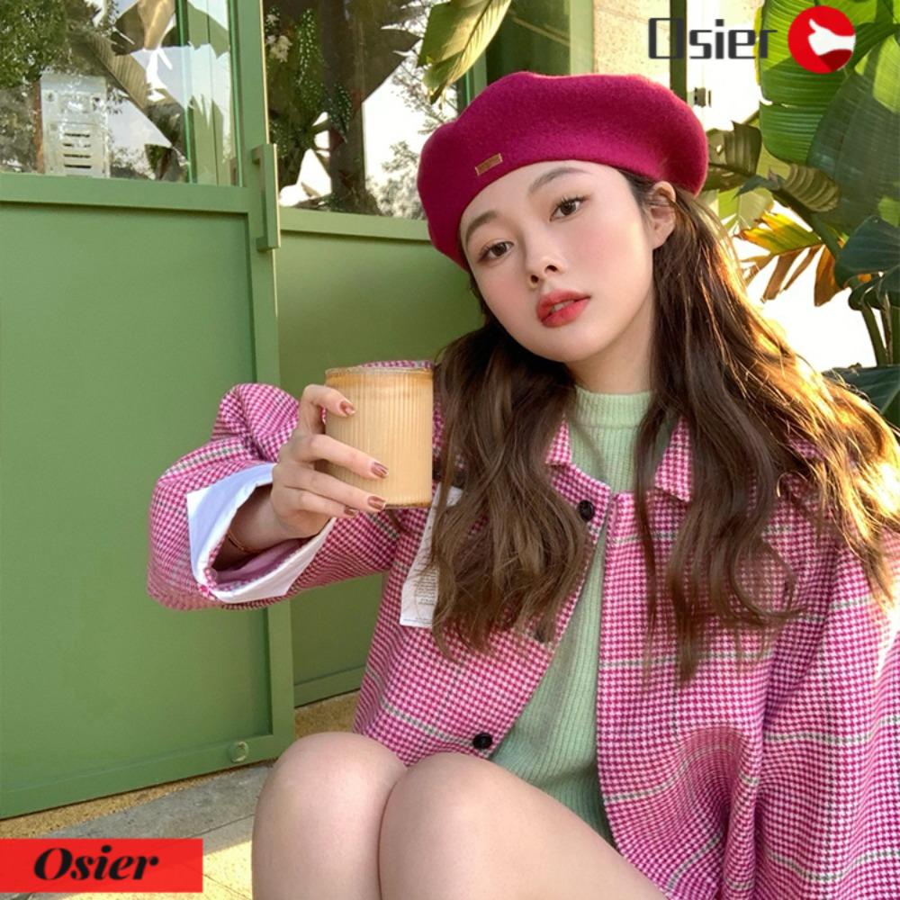 OSIER1 Mũ Beanie Da Phong Cách Anh Quốc Cho Nữ