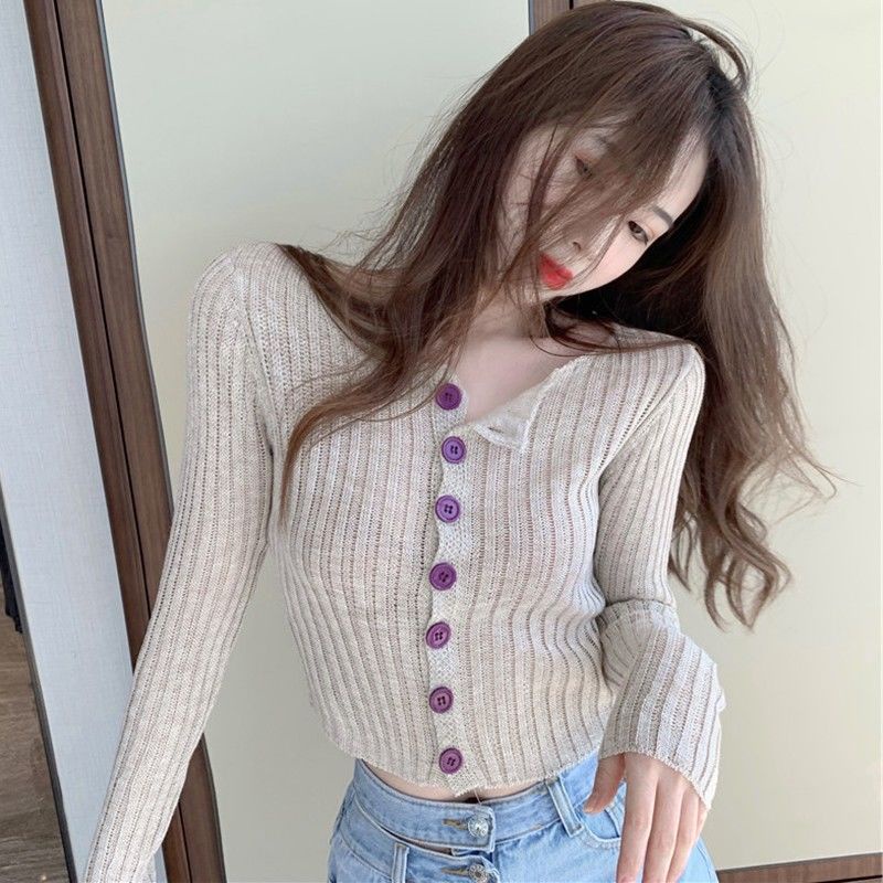 Áo Cardigan Dệt Kim Tay Dài Thời Trang Xuân Thu Dành Cho Nữ