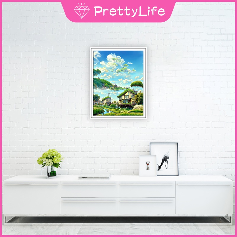 Bộ Tranh Đính Đá 5d Tự Làm 30x40cm Hình Đám Mây Trắng Trang Trí Nhà Cửa