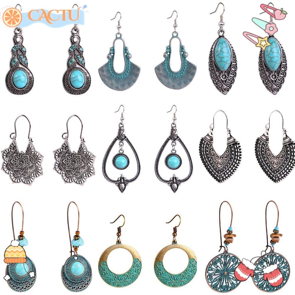 CACTU Bông Tai Dạng Kẹp Phong Cách Vintage Cho Nữ