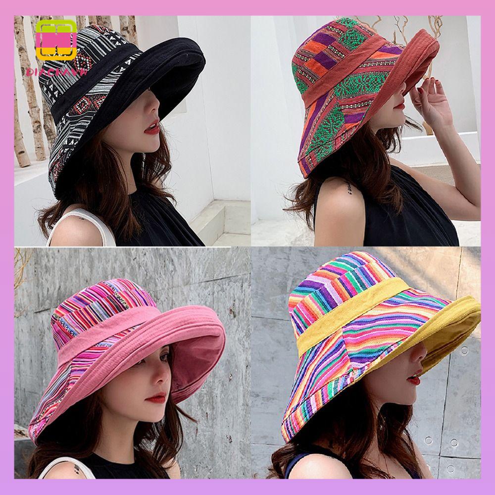 DIACHAVN Nón Tai Bèo Đi Biển Gấp Gọn Kiểu Retro Thời Trang Hè Thu Năng Động