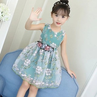 Đầm công chúa thêu hoa cho bé gái