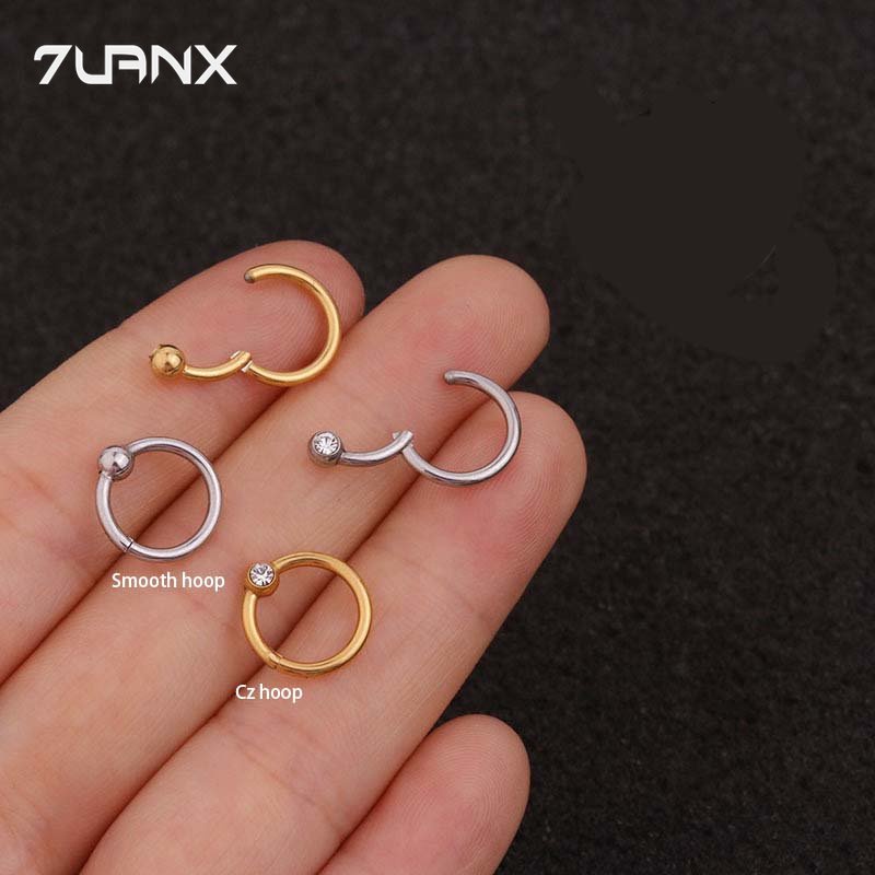 1 Khuyên Tai Tròn 16 Nút Bằng Thép Không Gỉ