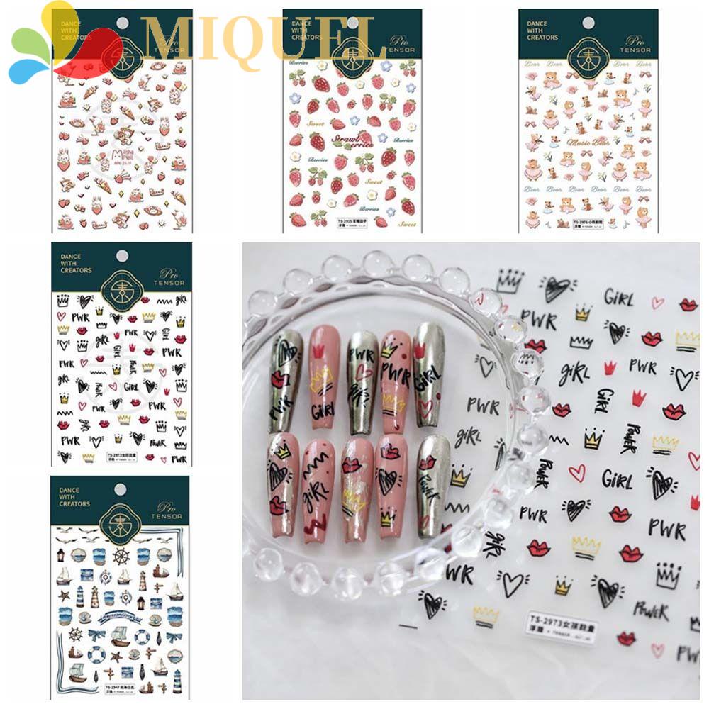 Miếng Dán Trang Trí Móng Tay DIY Hình Thỏ / Gấu Dâu Tây Dễ Thương