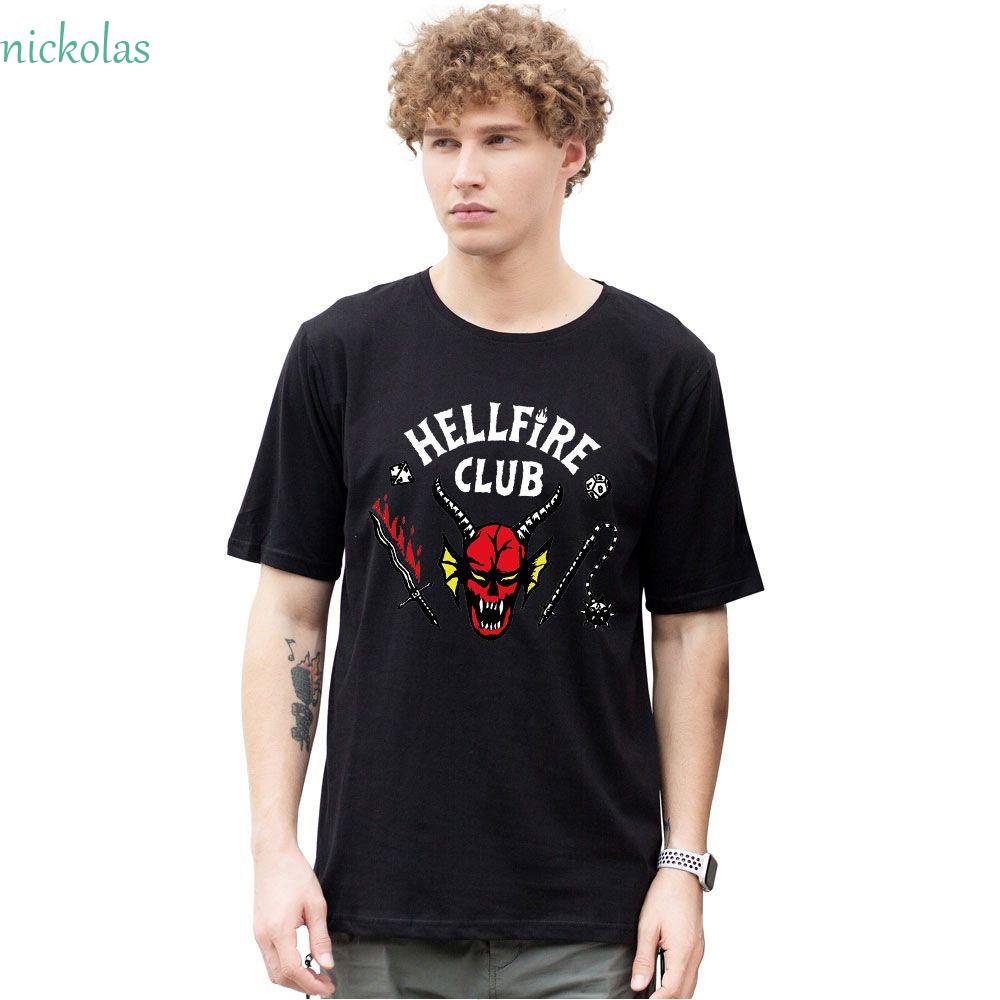 NICKOLAS Áo Thun Tay Ngắn In Chữ Stranger Things 4 Thời Trang Hip Hop