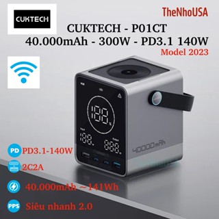 Pin sạc dự phòng 300W Cuktech P01CT 40000mAh 2C2A PD3.1 140W sạc không dây PPS5A QC Mi Turbro 120W