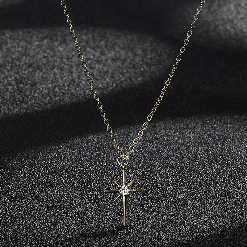 Vòng cổ Mạ Vàng 14K Mặt Hình Ngôi Sao Đính Đá Thời Trang Cho Nữ