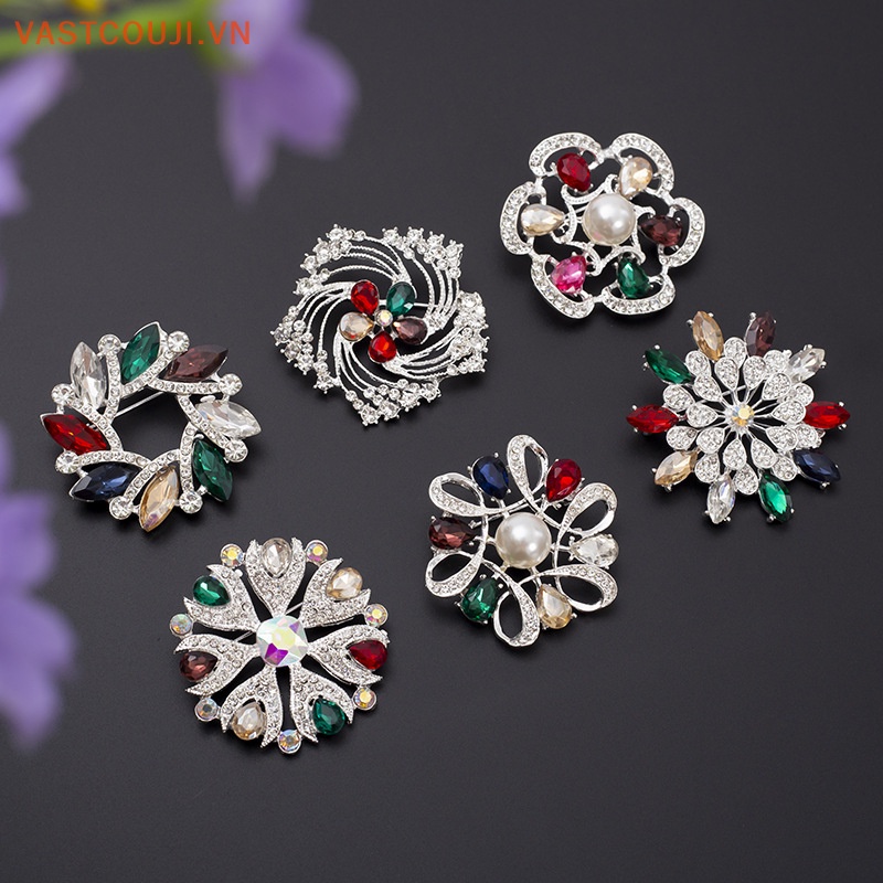 Ghim Cài Áo Hình Hoa Đính Đá Vitage Phong Cách Hàn Quốc Cho Nữ