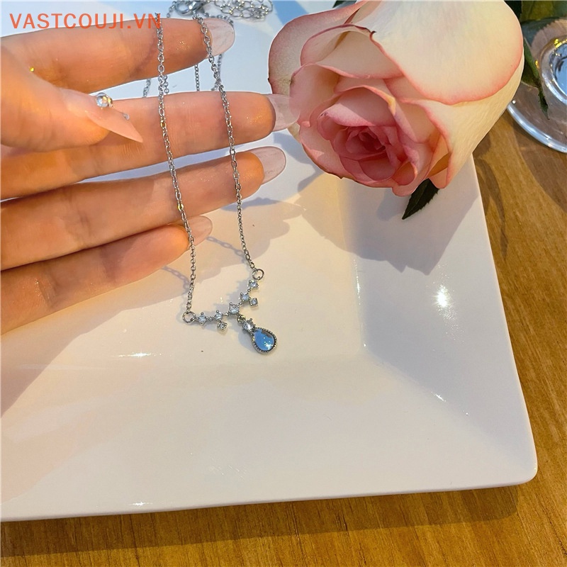Vòng cổ Mặt Đá Mặt Trăng Hình Giọt Nước Sáng Tạo Thời Trang Cho Nữ