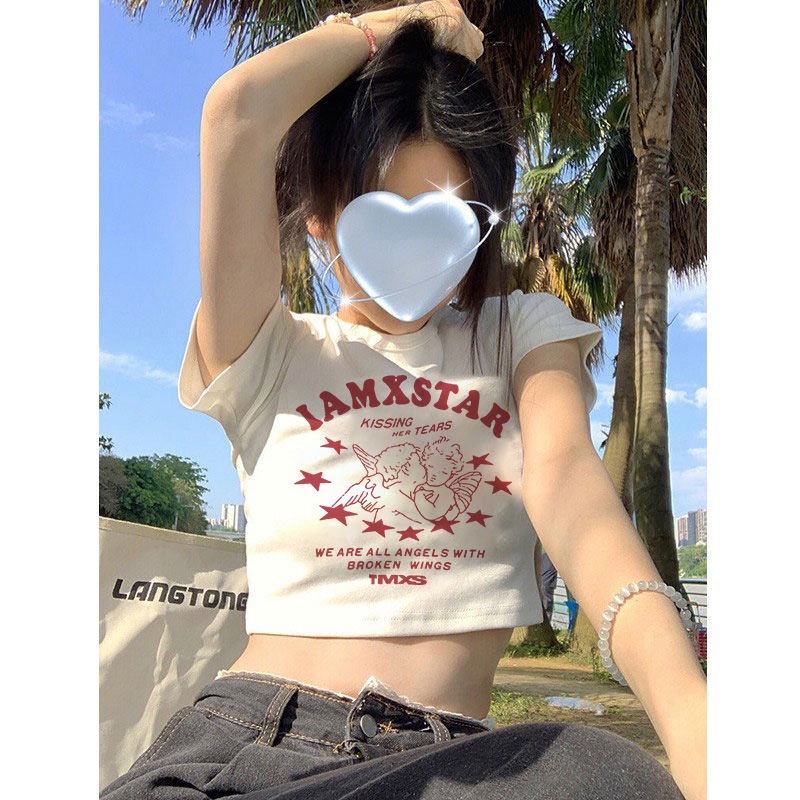 Áo Baby Tee Thun Croptop Nữ Tay Ngắn Hở Vai Dáng Ôm Phong Cách Mùa Hè Mới Cho Nữ