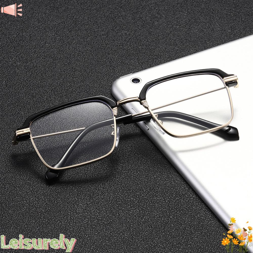 LEILY Kính Đọc Sách Nửa Gọng Vuông Thanh Lịch Chống Ánh Sáng Xanh Cho Nam Và Nữ