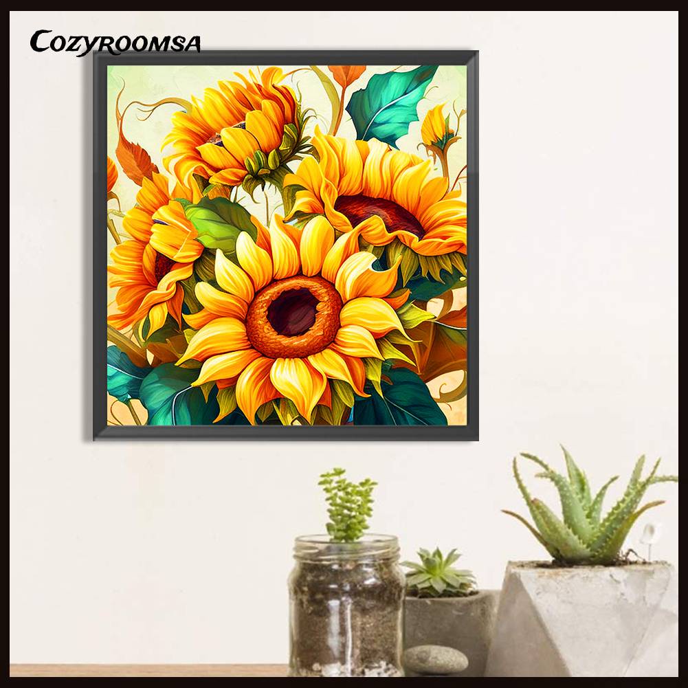 Tranh Đính Đá Kim Cương Toàn Bộ 5D DIY Hình Vẽ Hoa Hướng Dương