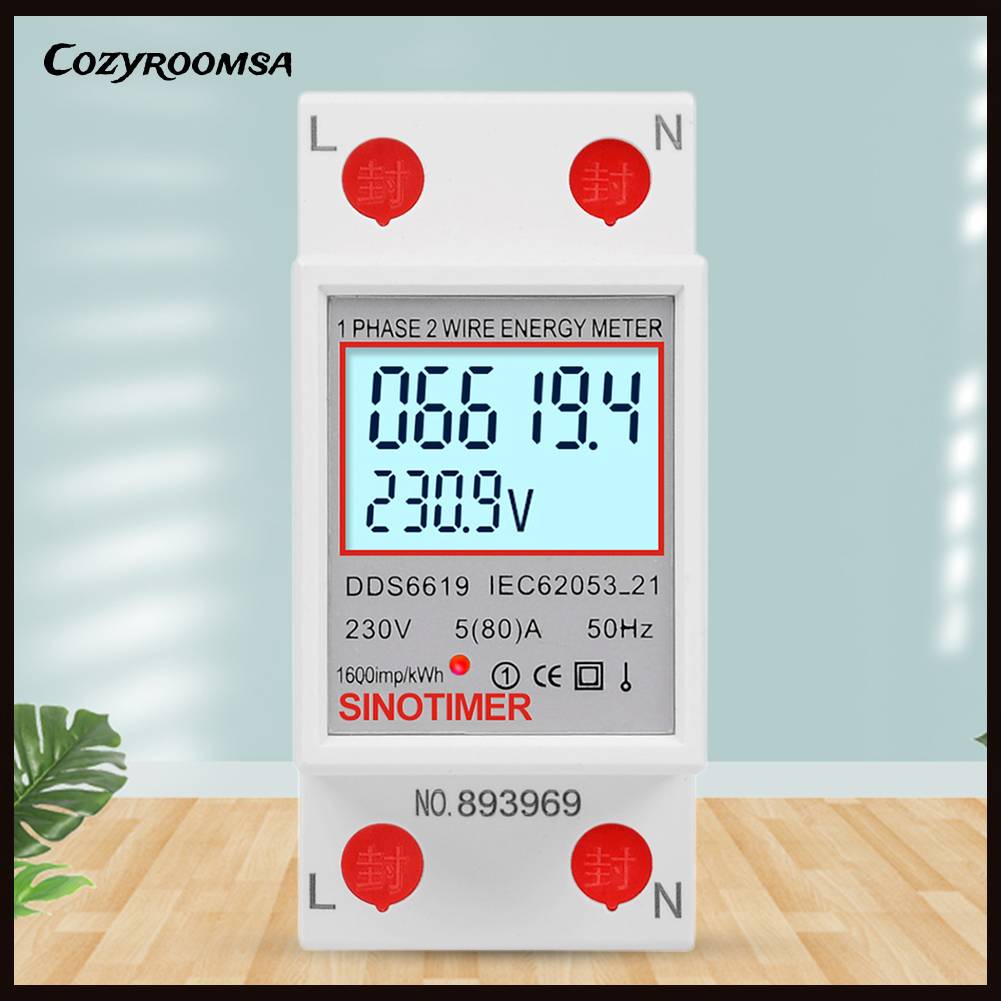 Máy Đo Năng Lượng Điện Màn Hình LCD 220V 230V KWH 50 60Hz