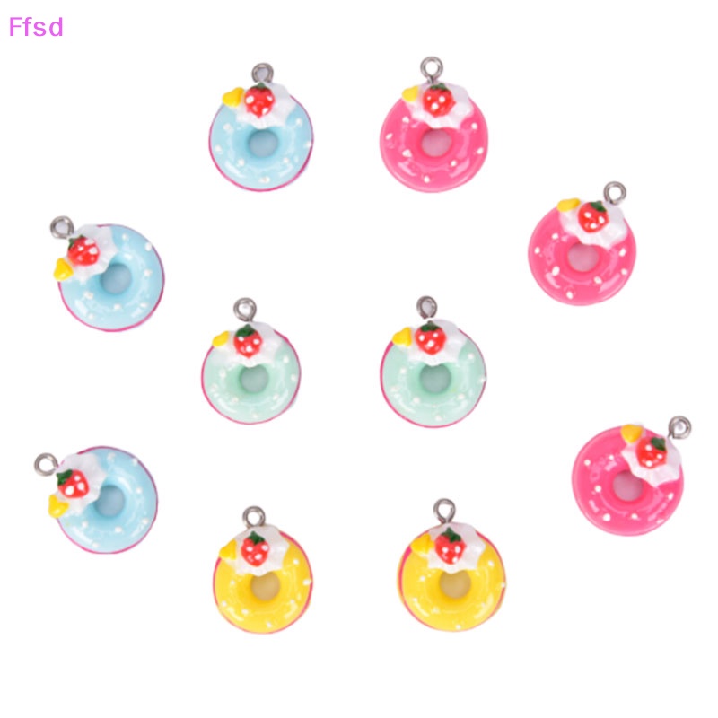 {Ffsd} Bộ 10 Mặt Dây Chuyền Hình Bánh Donut Mini DIY Trang Sức Ch Findings * Bán Chạy