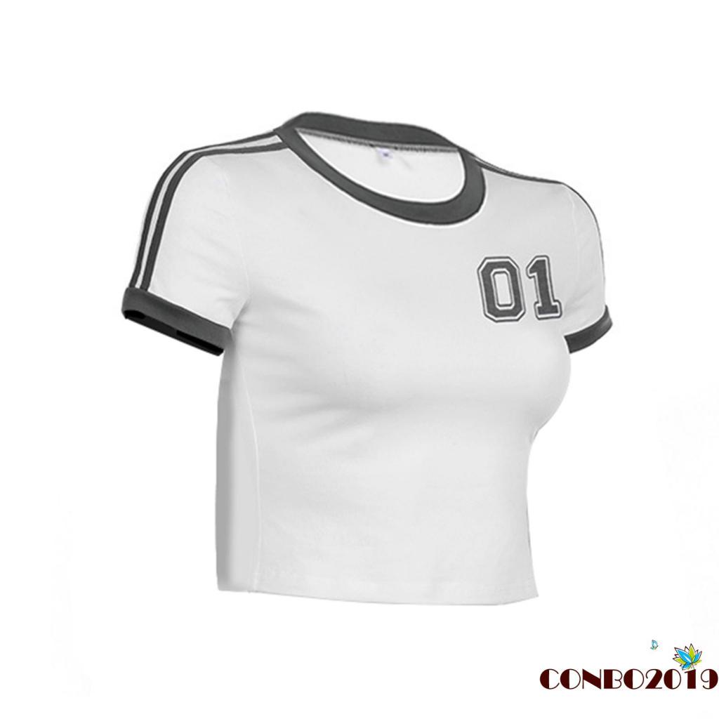 Áo Thun Tay Ngắn Cổ Tròn In Số Thời Trang Đường Phố Mùa Hè Cho Nữ