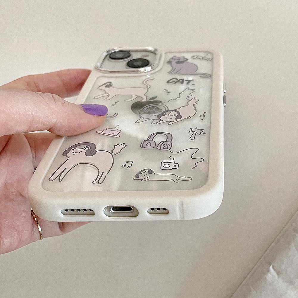 Ốp Điện Thoại Cứng Họa Tiết Mèo Dễ Thương Cho iPhone 11 12 12Pro 12ProMax 13 13Pro 13ProMax 14 14Pro 14ProMax
