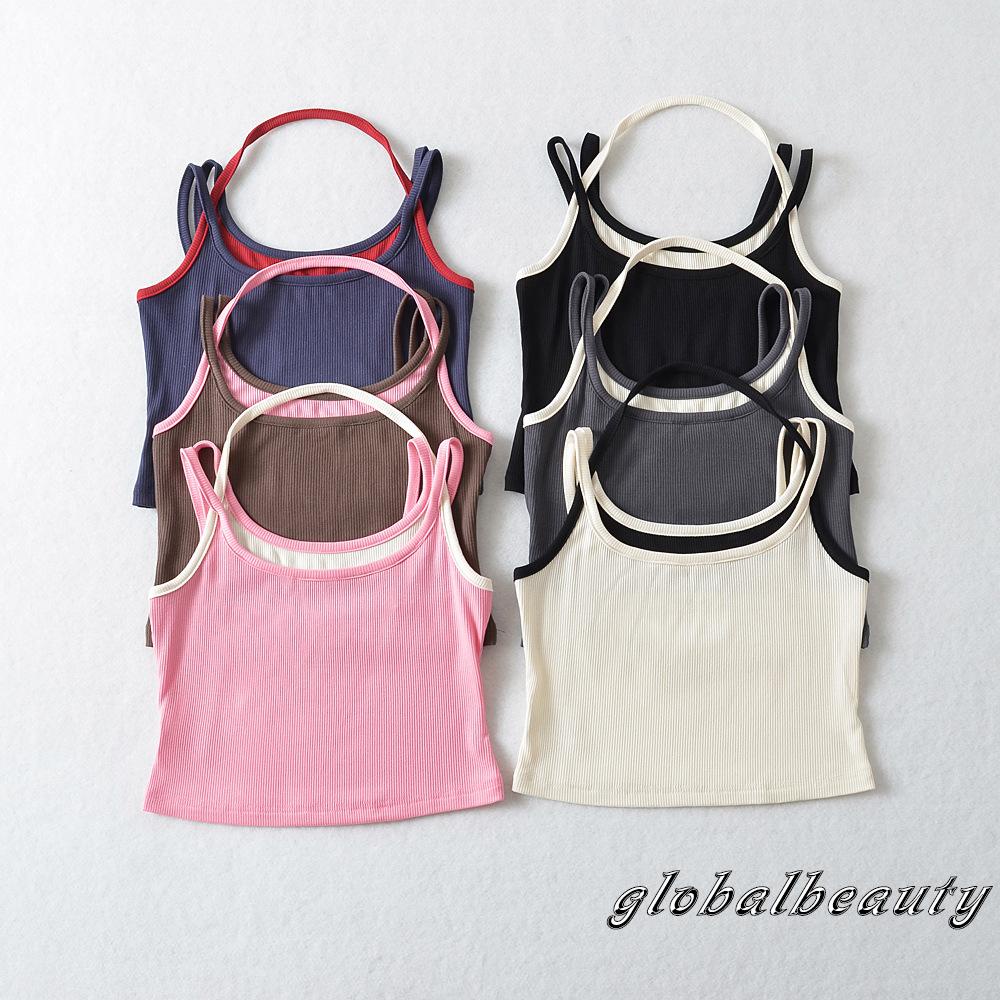 Áo Không Tay Cổ Yếm Màu Sắc Tương Phản Thời Trang Mùa Hè Cho Nữ