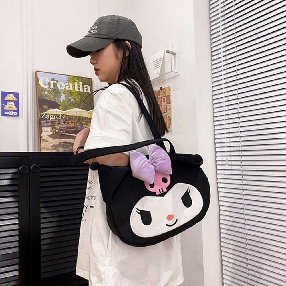 FALLFORBEAUTY Túi Xách Du Lịch Đeo Vai Kuromi Sức Chứa Lớn Bằng Vải Đồ Chơi Nhồi Bông Cho Nữ