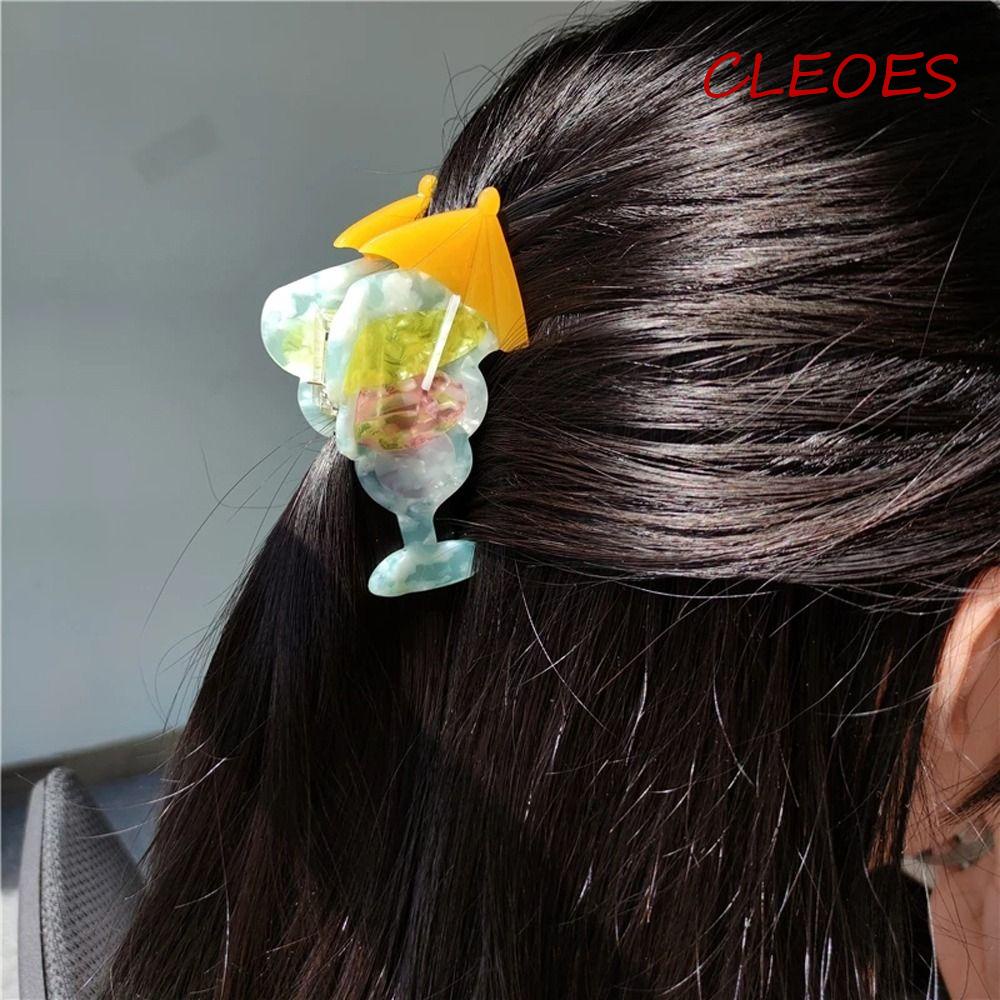 CLEOES Kẹp Tóc Đuôi Ngựa Hình Hoa / Dâu Tây Phong Cách Pháp Thời Trang Cho Nữ