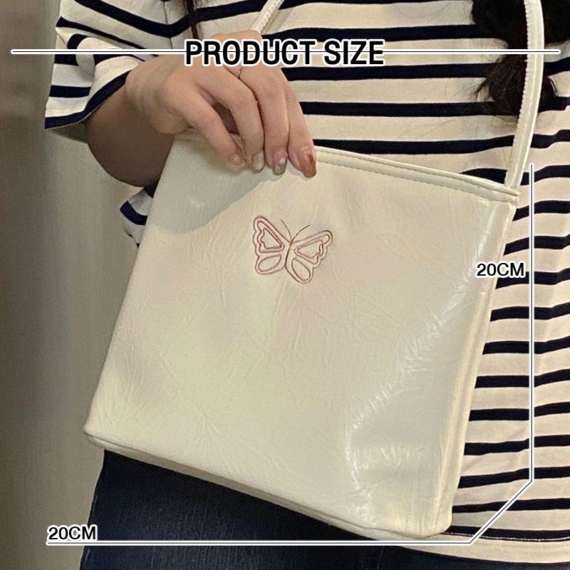 Túi tote kẹp nách QFDI thêu bướm phong cách Hàn Quốc thời trang cao cấp