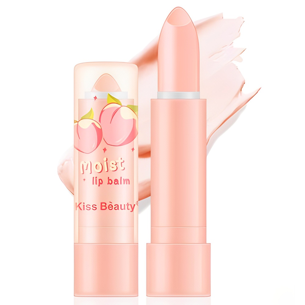 Dưỡng ẩm cho môi khô, son dưỡng ẩm peach flavored natural lips care anti-chapped lip balm