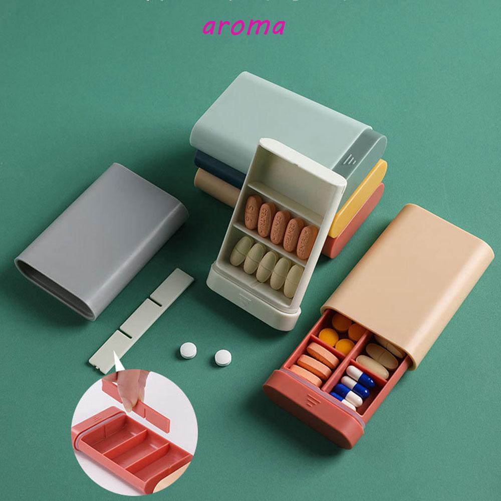 AROMA Hộp Đựng Thuốc Mini Bằng Nhựa Có Nắp Chống Bụi Tiện Dụng